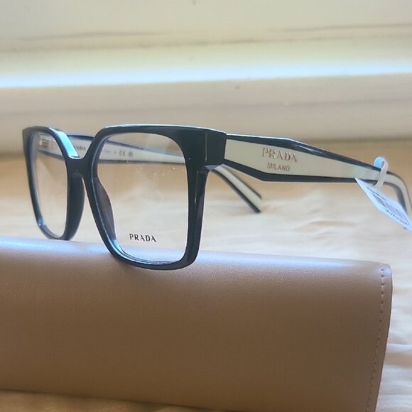 NEW & AUTHENTIC EYEGLASSES PRADA VPR803 SIZE 54-17-140, COLOR BLACK-WHITE - Picture 2 of 3